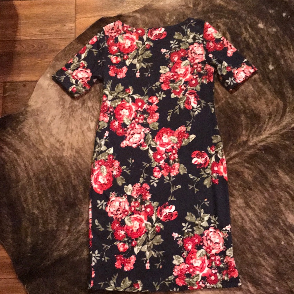 Karen Scott Sport Navy Blue Floral Cozy Dress XS - Picture 8 of 8